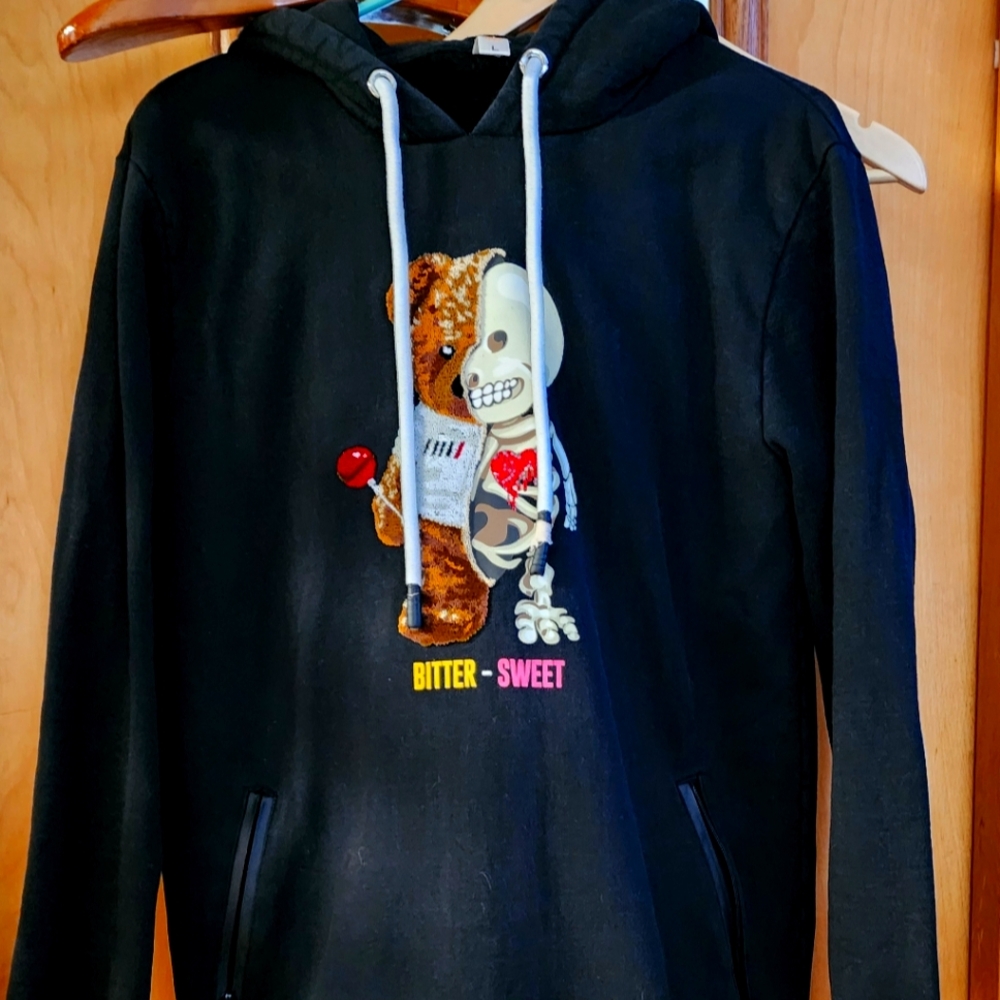 Black Sweater with Pop-Art Graphic Design